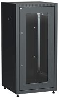 ITK Шкаф сетевой напольный LINEA E 24U 600х600мм стеклянная передняя дверь задняя металлическая черный | код LE05-24U66-GM | IEK